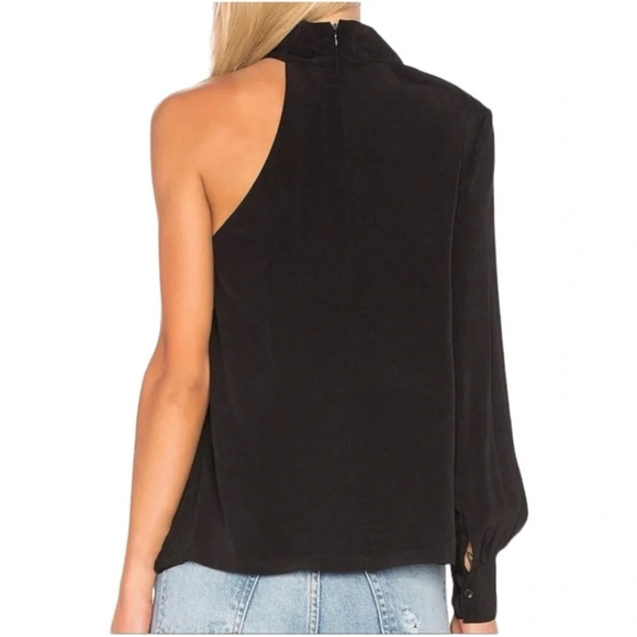 ELLIATT x REVOLVE Black Cubism One Shoulder Mock Neck Top Asymmetrical Blouse S - Picture 2 of 10